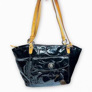 Coach Black Patent Leather Signature C Tote